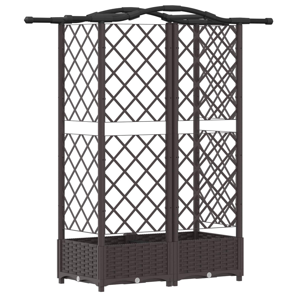 vidaXL Hochbeet mit Rankgitter und Dach Braun 124 x 40 x 126 cm PP
