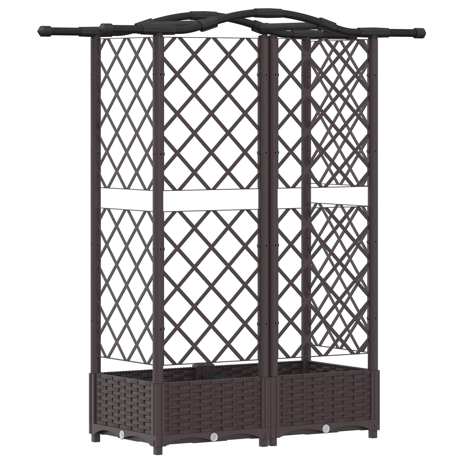 vidaXL Hochbeet mit Rankgitter und Dach Braun 124 x 40 x 126 cm PP