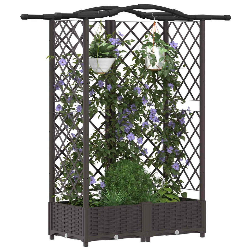 vidaXL Hochbeet mit Rankgitter und Dach Braun 124 x 40 x 126 cm PP
