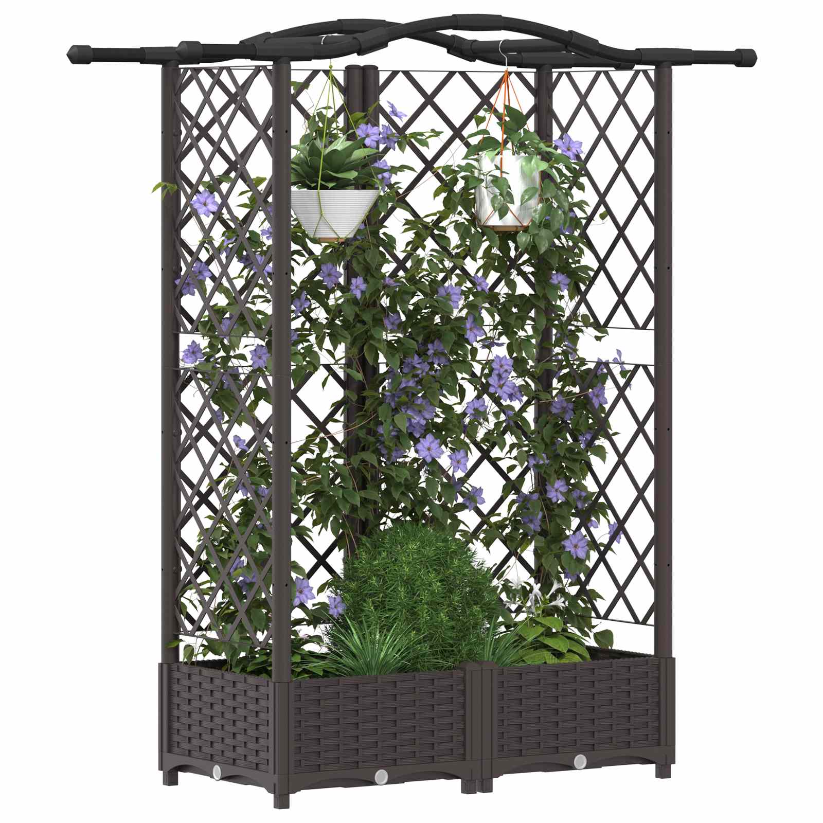 vidaXL Hochbeet mit Rankgitter und Dach Braun 124 x 40 x 126 cm PP