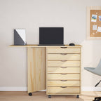 vidaXL Rollwagen mit Schreibtisch MOSS Klarlack 105,5 x 39 x 74,5 cm
