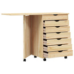 vidaXL Rollwagen mit Schreibtisch MOSS Klarlack 105,5 x 39 x 74,5 cm