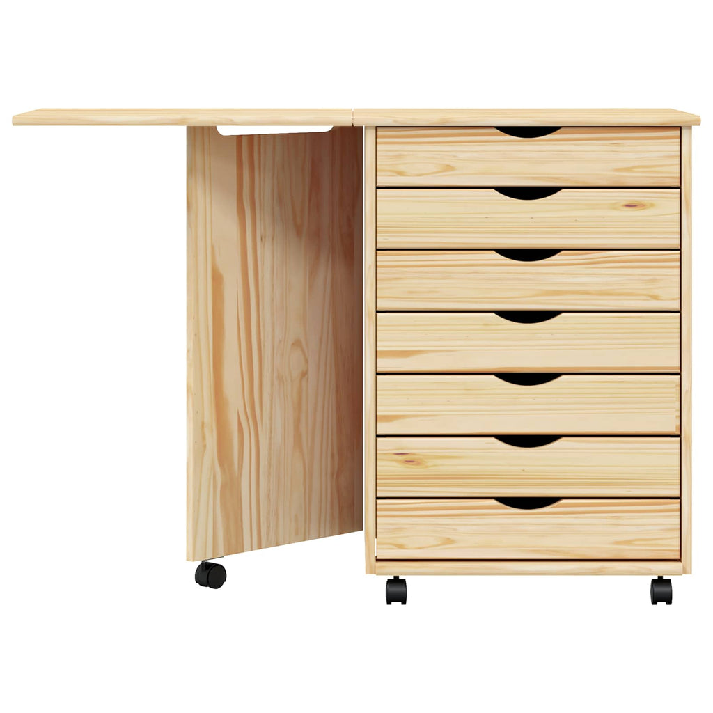 vidaXL Rollwagen mit Schreibtisch MOSS Klarlack 105,5 x 39 x 74,5 cm