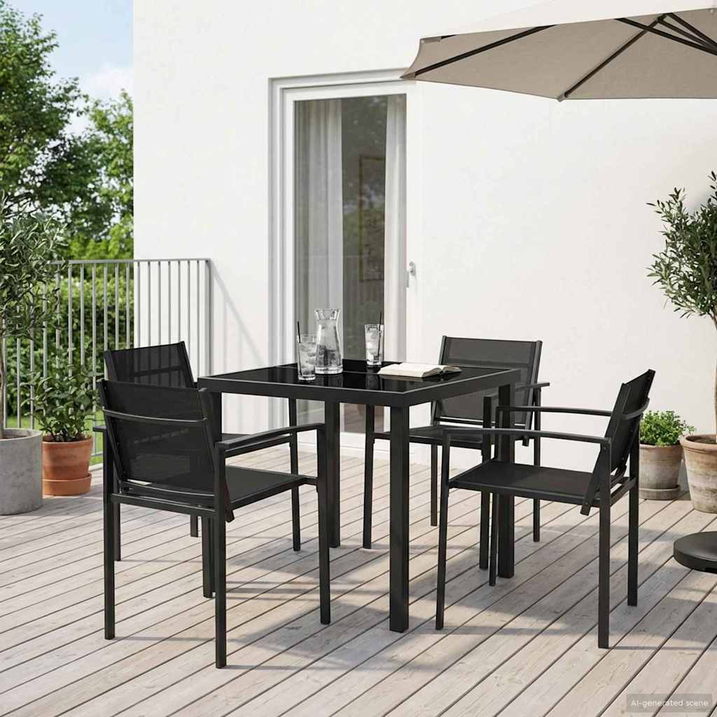 vidaXL Gartenmöbel Set 5 pcs Schwarz und Anthrazit 80 x 80 x 73 cm