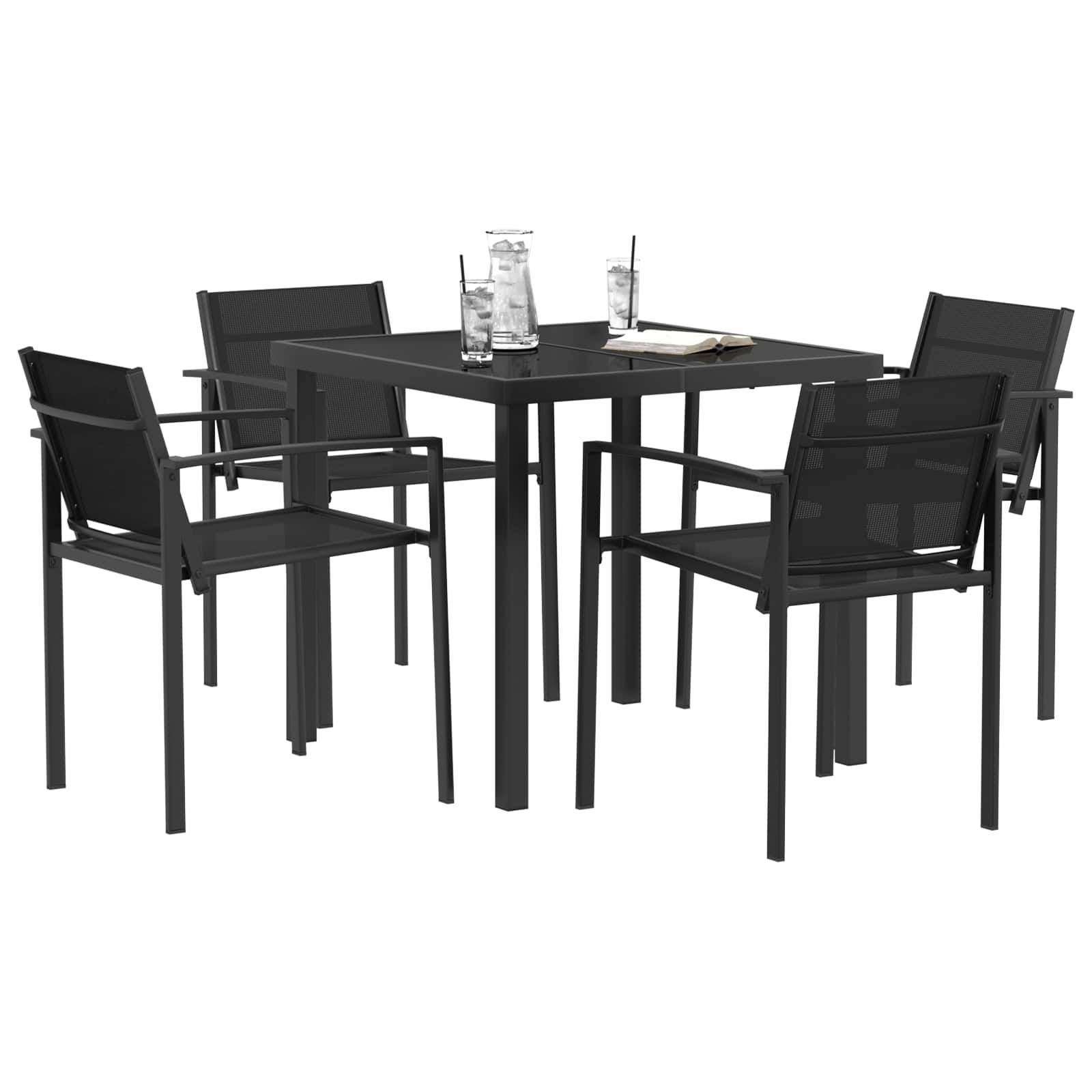 vidaXL Gartenmöbel Set 5 pcs Schwarz und Anthrazit 80 x 80 x 73 cm