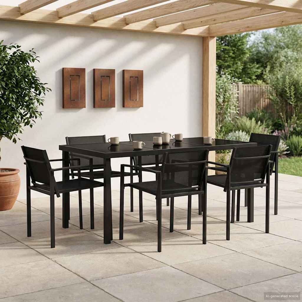 vidaXL Gartenmöbel Set 7 pcs Schwarz und Anthrazit 160 x 80 x 73 cm