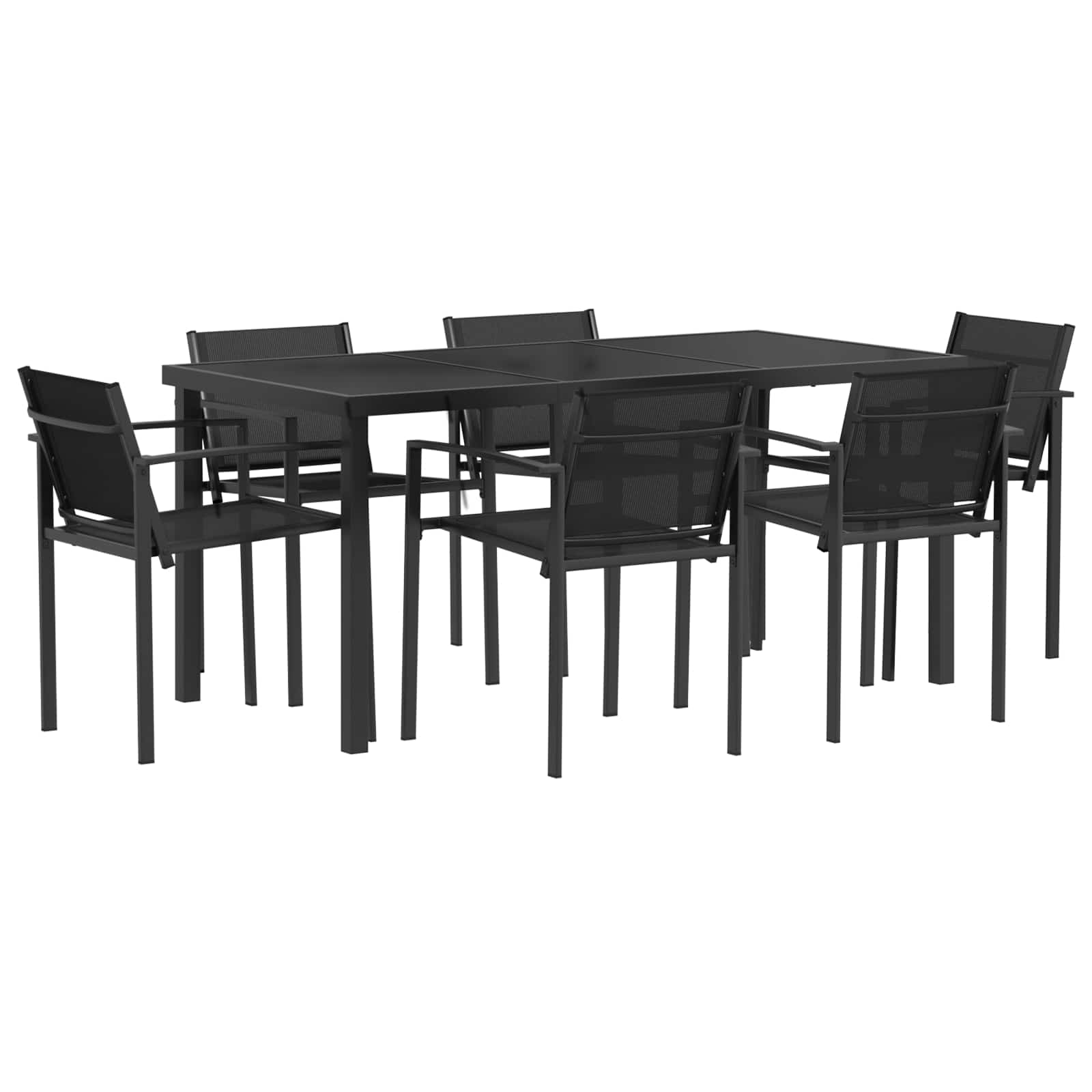 vidaXL Gartenmöbel Set 7 pcs Schwarz und Anthrazit 160 x 80 x 73 cm