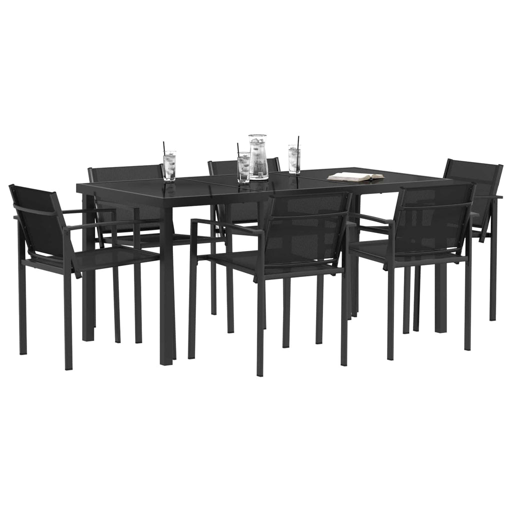 vidaXL Gartenmöbel Set 7 pcs Schwarz und Anthrazit 160 x 80 x 73 cm