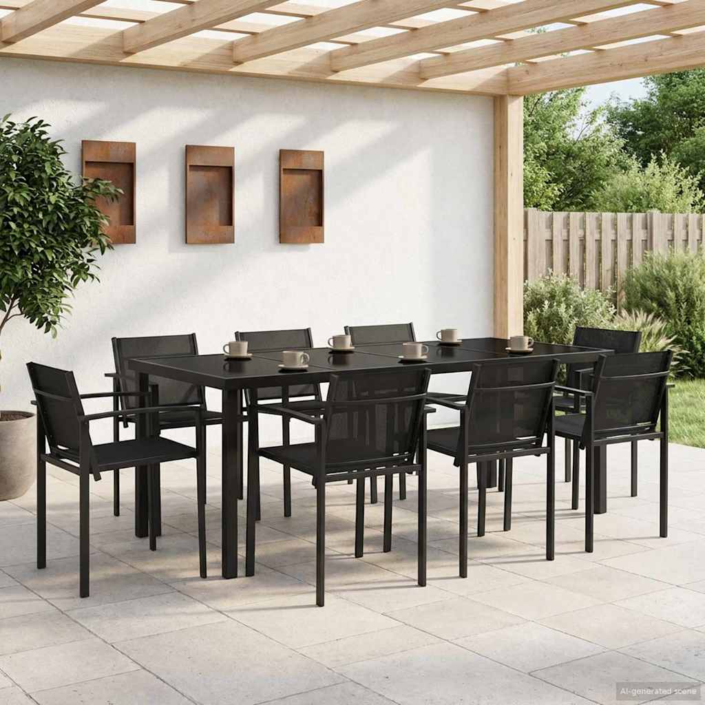 vidaXL Gartenmöbel Set 7 pcs Schwarz und Anthrazit Textilene