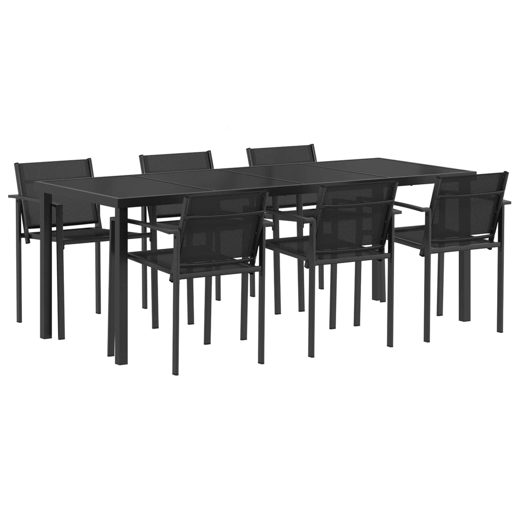 vidaXL Gartenmöbel Set 7 pcs Schwarz und Anthrazit Textilene