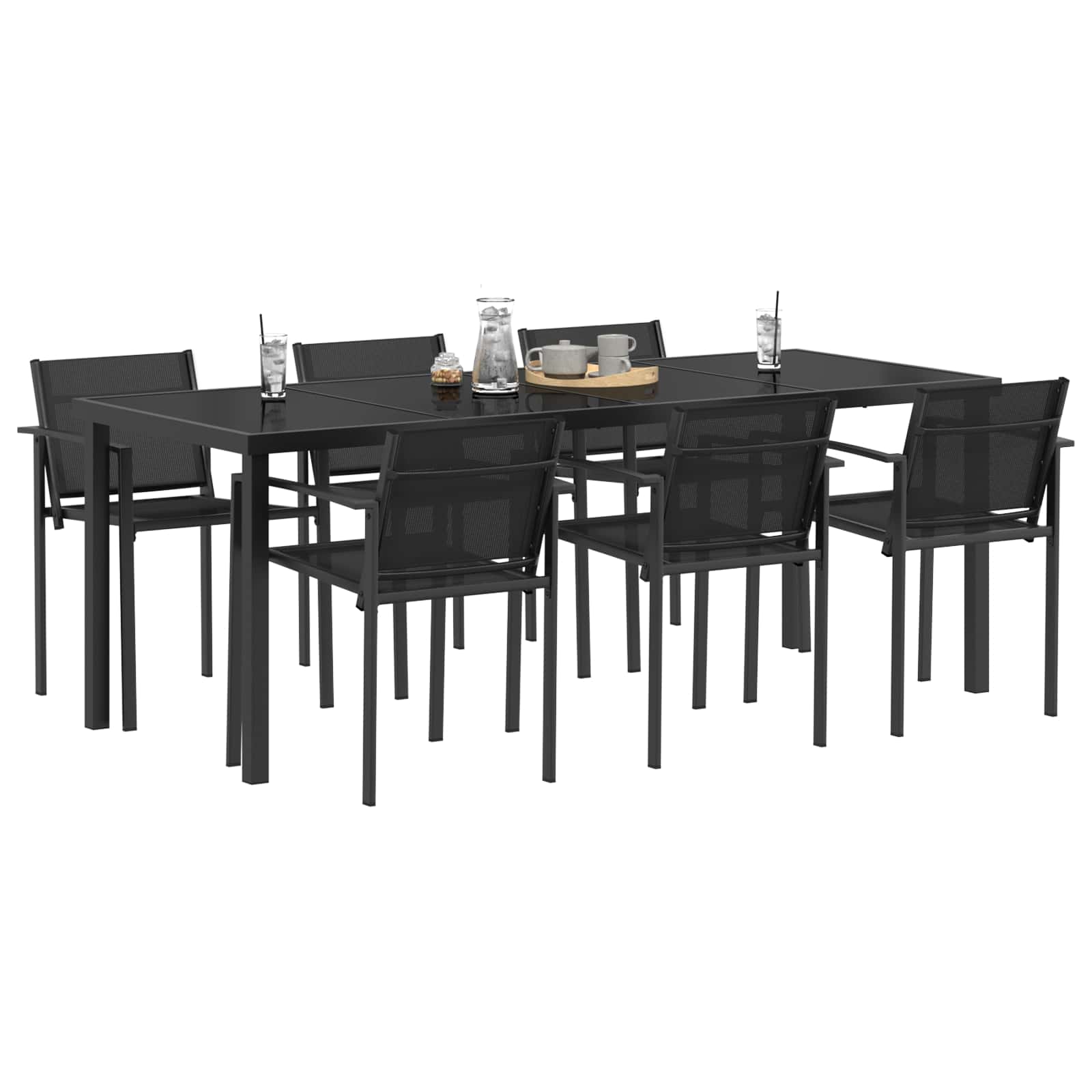 vidaXL Gartenmöbel Set 7 pcs Schwarz und Anthrazit Textilene
