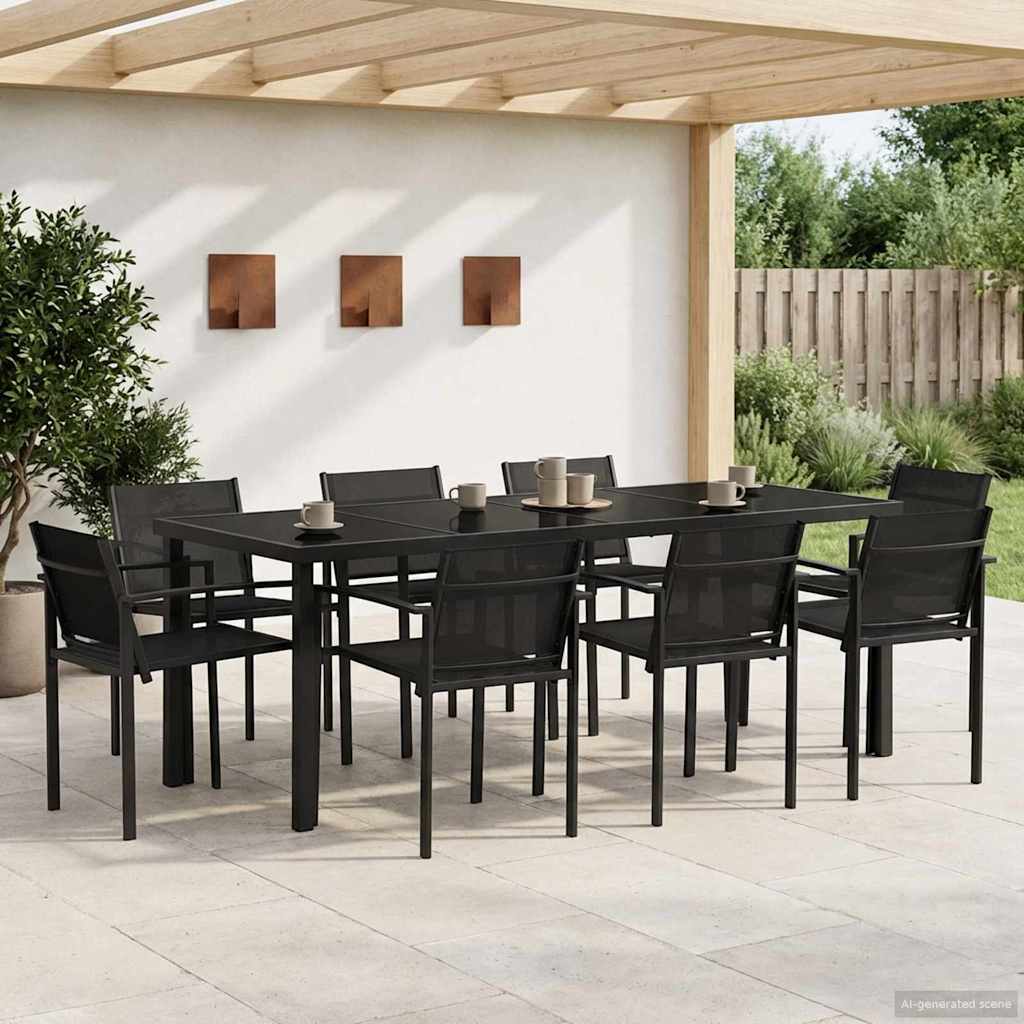 vidaXL Gartenmöbel Set 9 pcs Schwarz und Anthrazit Textilene