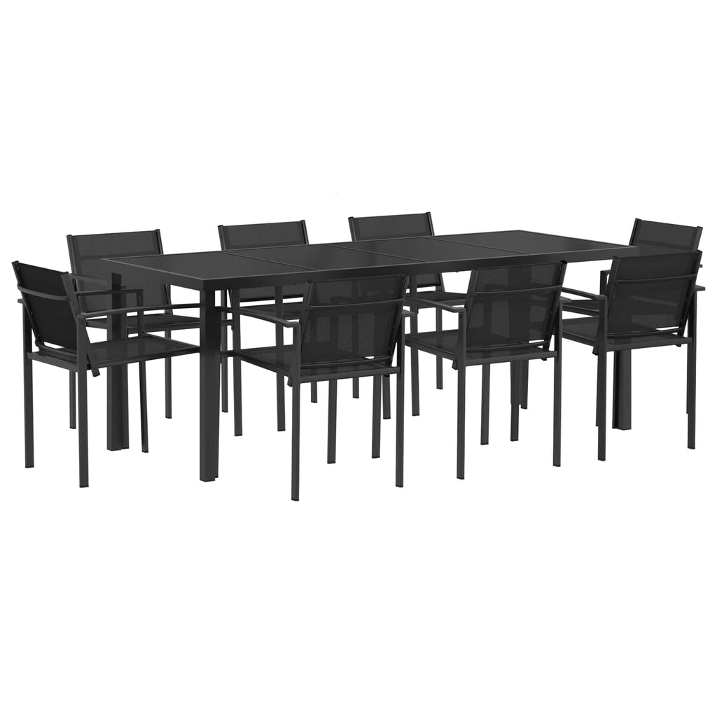 vidaXL Gartenmöbel Set 9 pcs Schwarz und Anthrazit Textilene