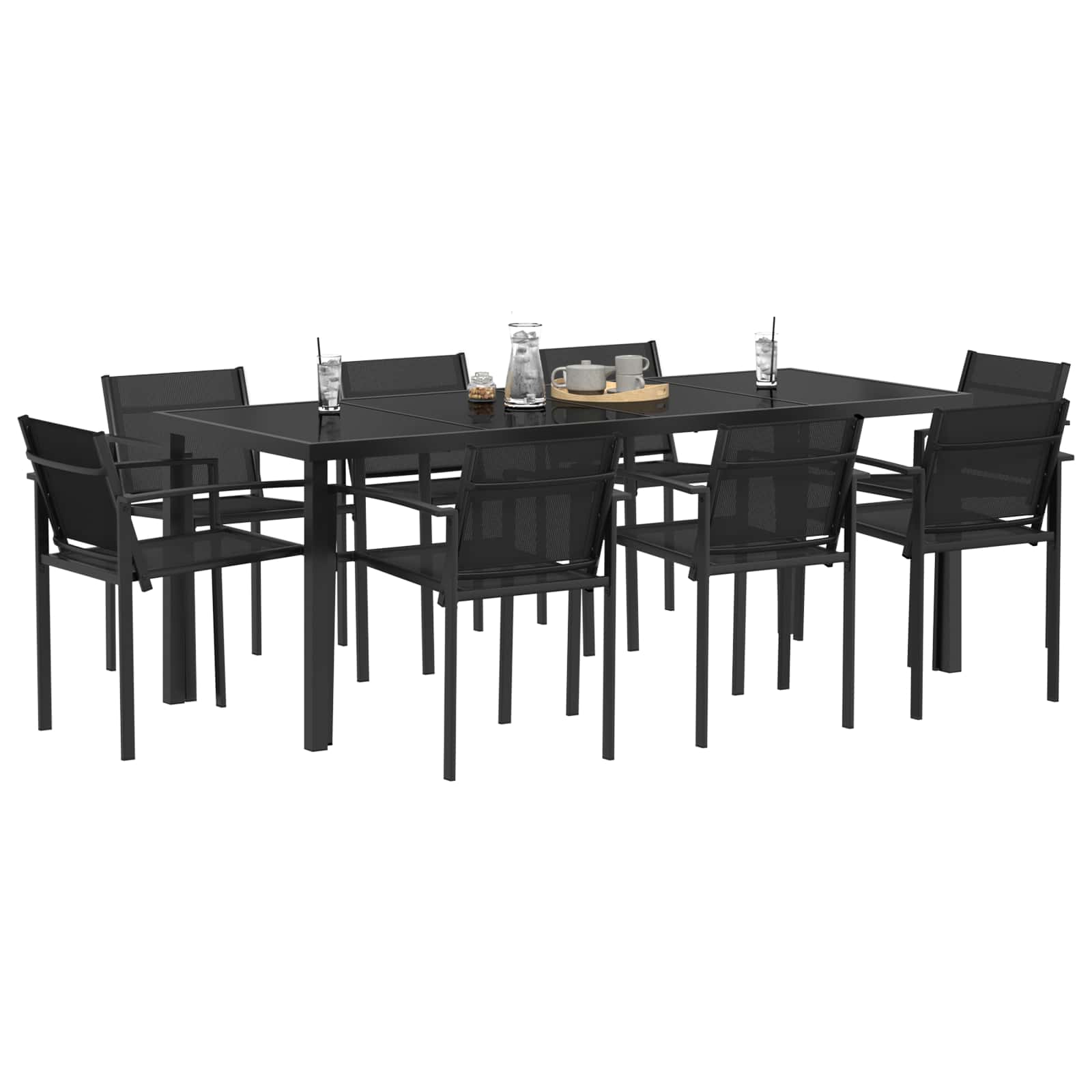 vidaXL Gartenmöbel Set 9 pcs Schwarz und Anthrazit Textilene