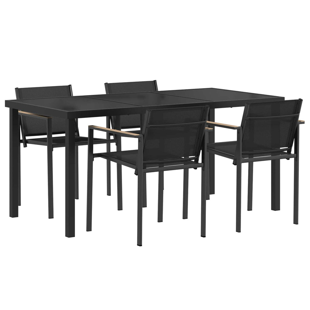 vidaXL Gartenmöbel Set 5 pcs Schwarz und Anthrazit Textilene