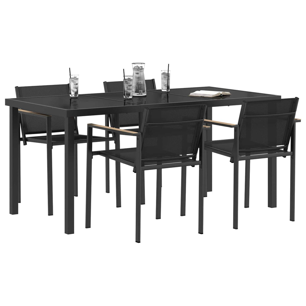 vidaXL Gartenmöbel Set 5 pcs Schwarz und Anthrazit Textilene