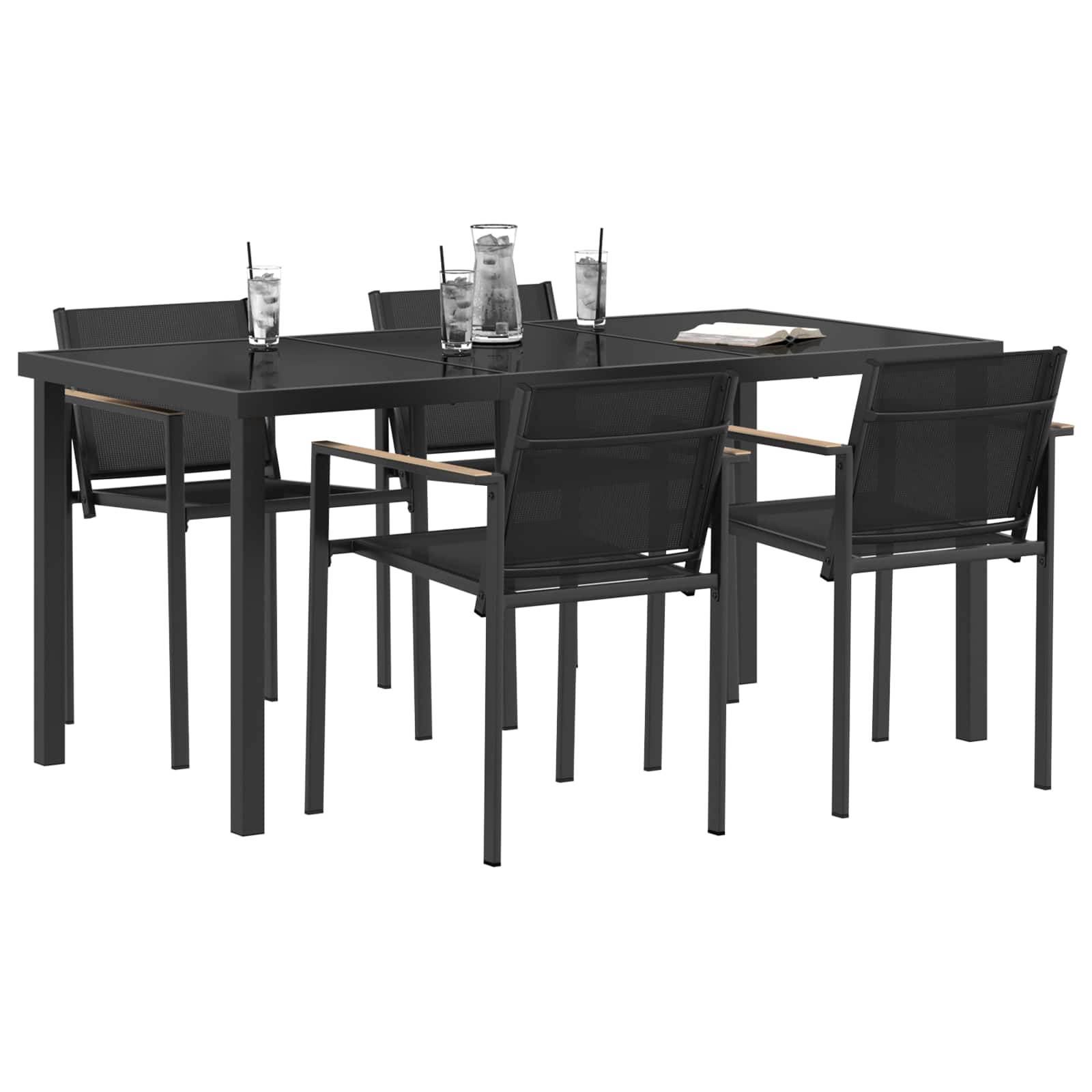vidaXL Gartenmöbel Set 5 pcs Schwarz und Anthrazit Textilene