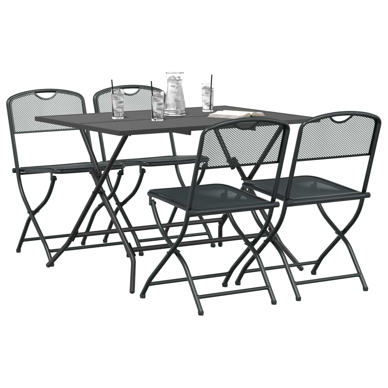vidaXL Gartenmöbel Set 5 pcs Anthrazit Eisen und Stahl