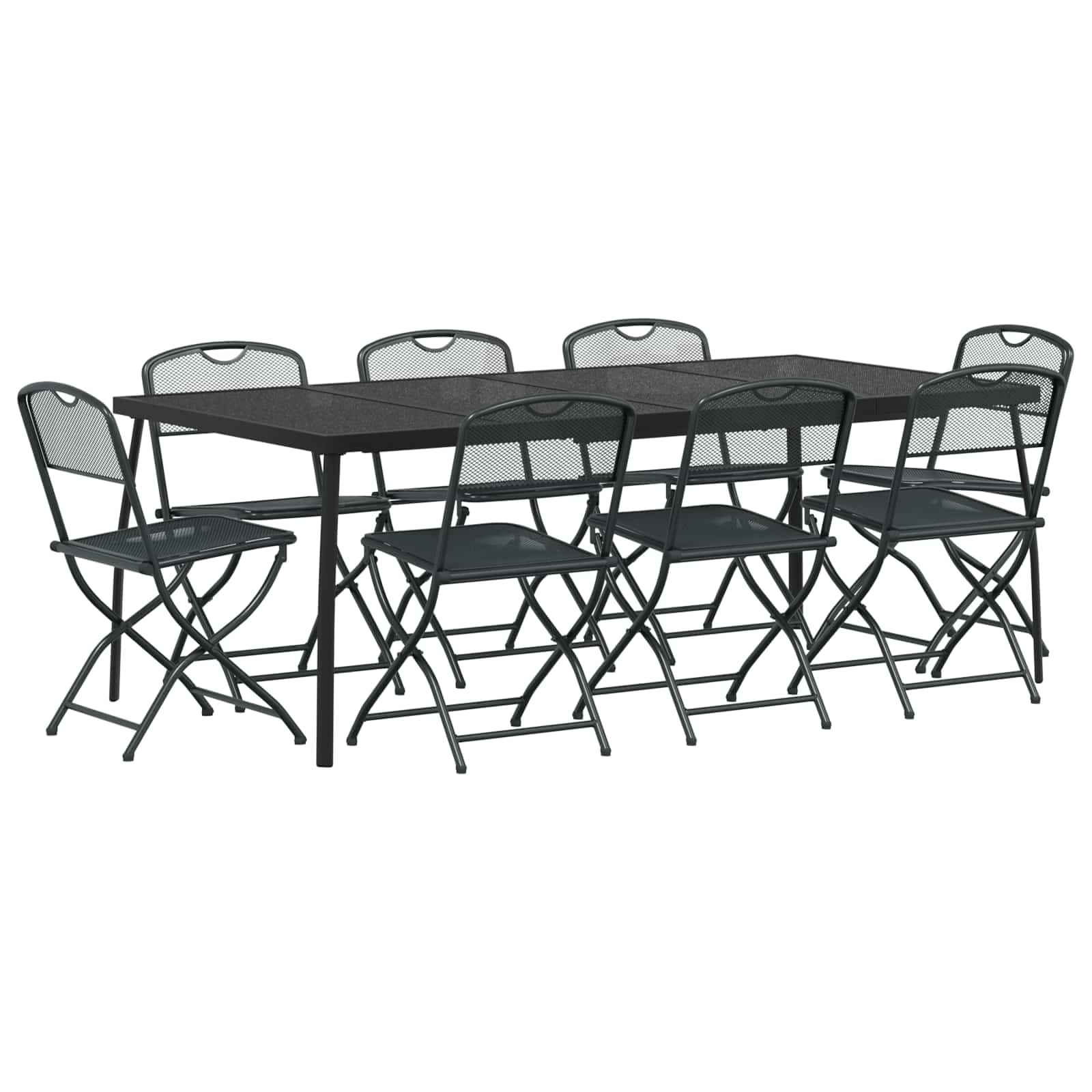 vidaXL Gartenmöbel Set 9 pcs Anthrazit Eisen und Stahl