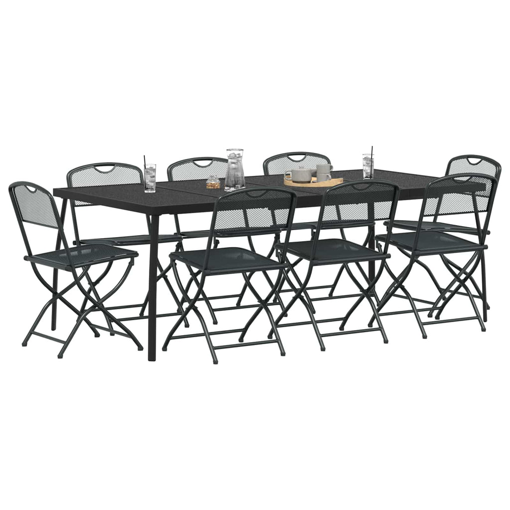 vidaXL Gartenmöbel Set 9 pcs Anthrazit Eisen und Stahl