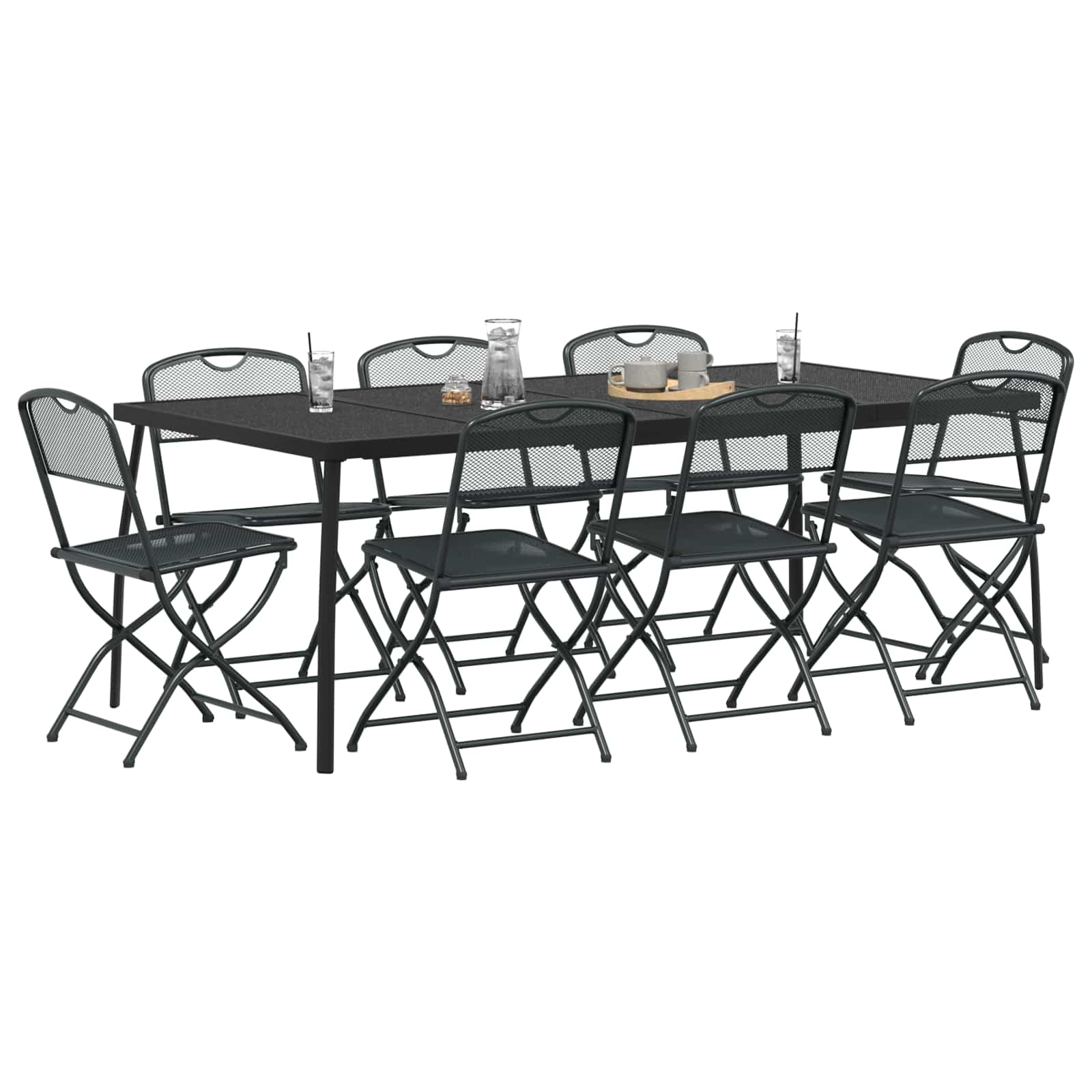 vidaXL Gartenmöbel Set 9 pcs Anthrazit Eisen und Stahl