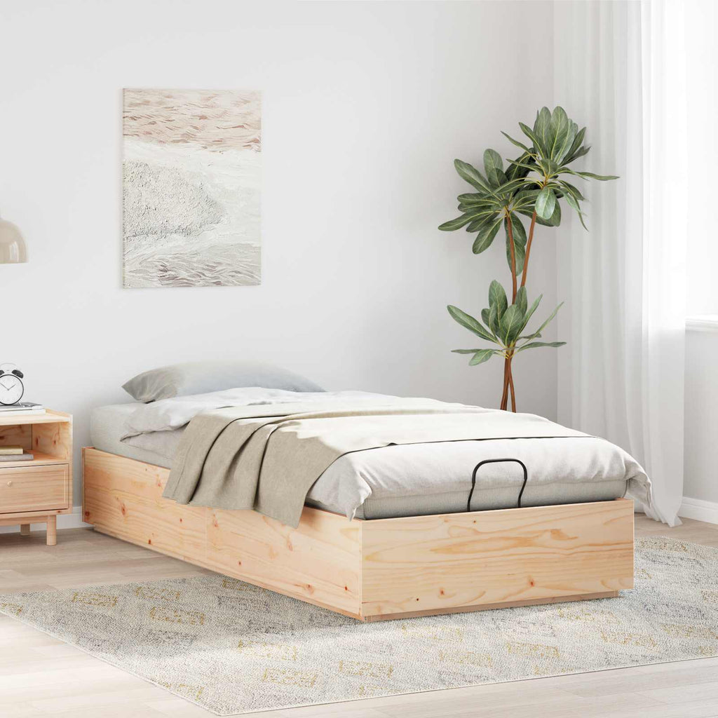 vidaXL Ottoman Bettgestell Natur 75 x 190 cm Massives Kiefernholz