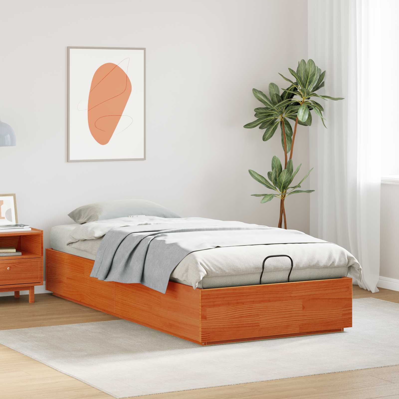 vidaXL Ottoman Bettgestell Wachsbraun 75 x 190 cm Massives Kiefernholz
