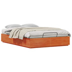 vidaXL Ottoman Bettgestell mit Speicher Wachsbraun 140 x 200 cm