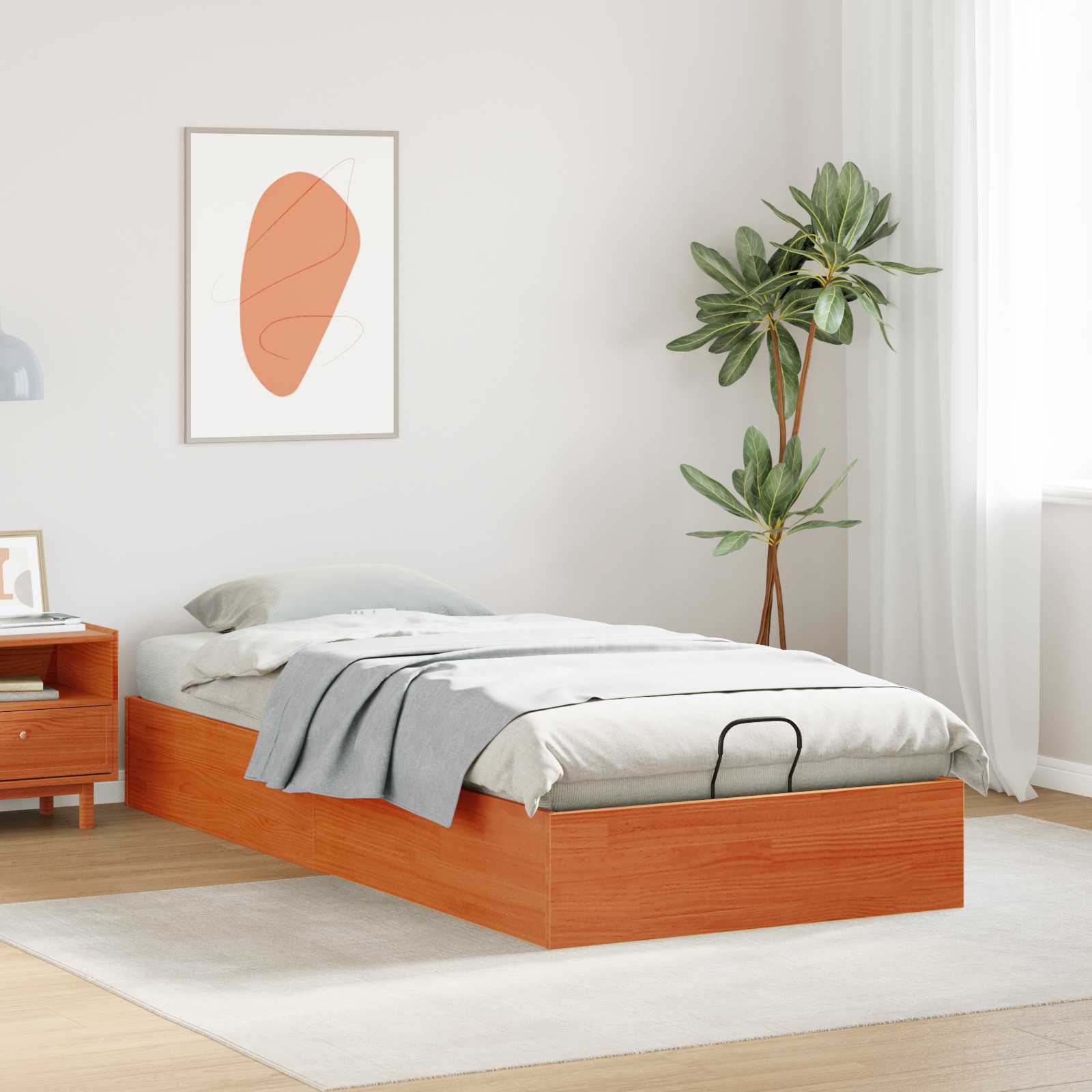 vidaXL Ottoman Bettgestell mit Stauraum Wachsbraun 75 x 190 cm