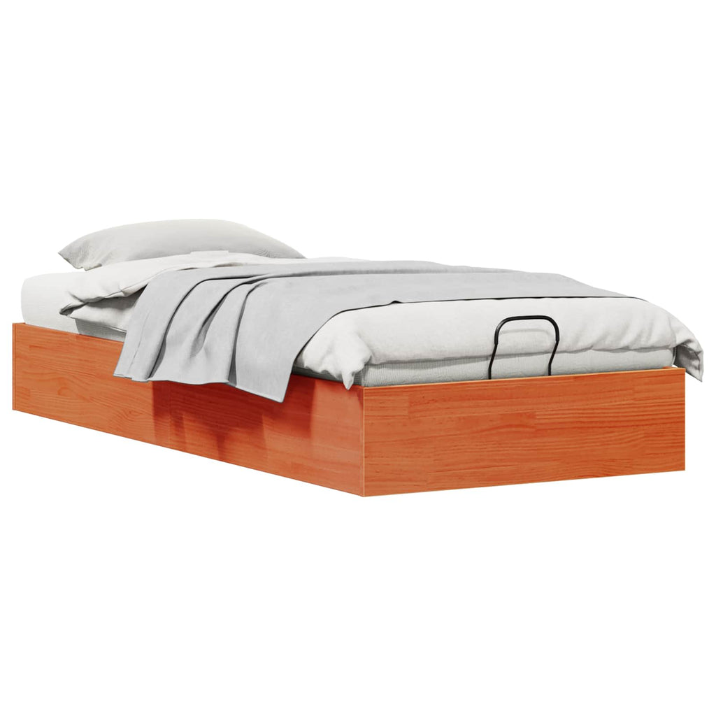 vidaXL Ottoman Bettgestell mit Stauraum Wachsbraun 75 x 190 cm