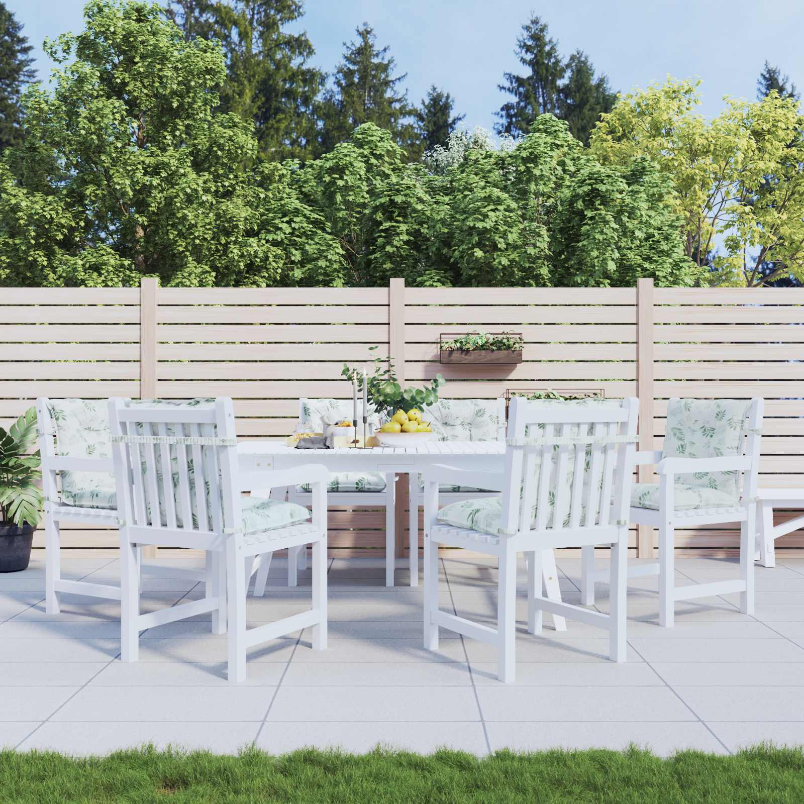 vidaXL Kissen für draußen 6 pcs Weiß 100 x 50 x 7 cm Stoff