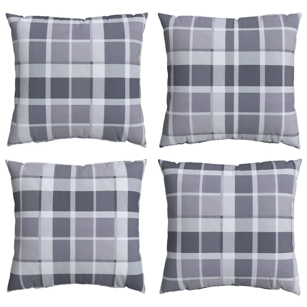 vidaXL Kissen für draußen Kariert 4 pcs Grau kariert 40 x 40 cm Stoff