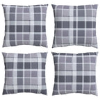 vidaXL Kissen für draußen Kariert 4 pcs Grau kariert 40 x 40 cm Stoff