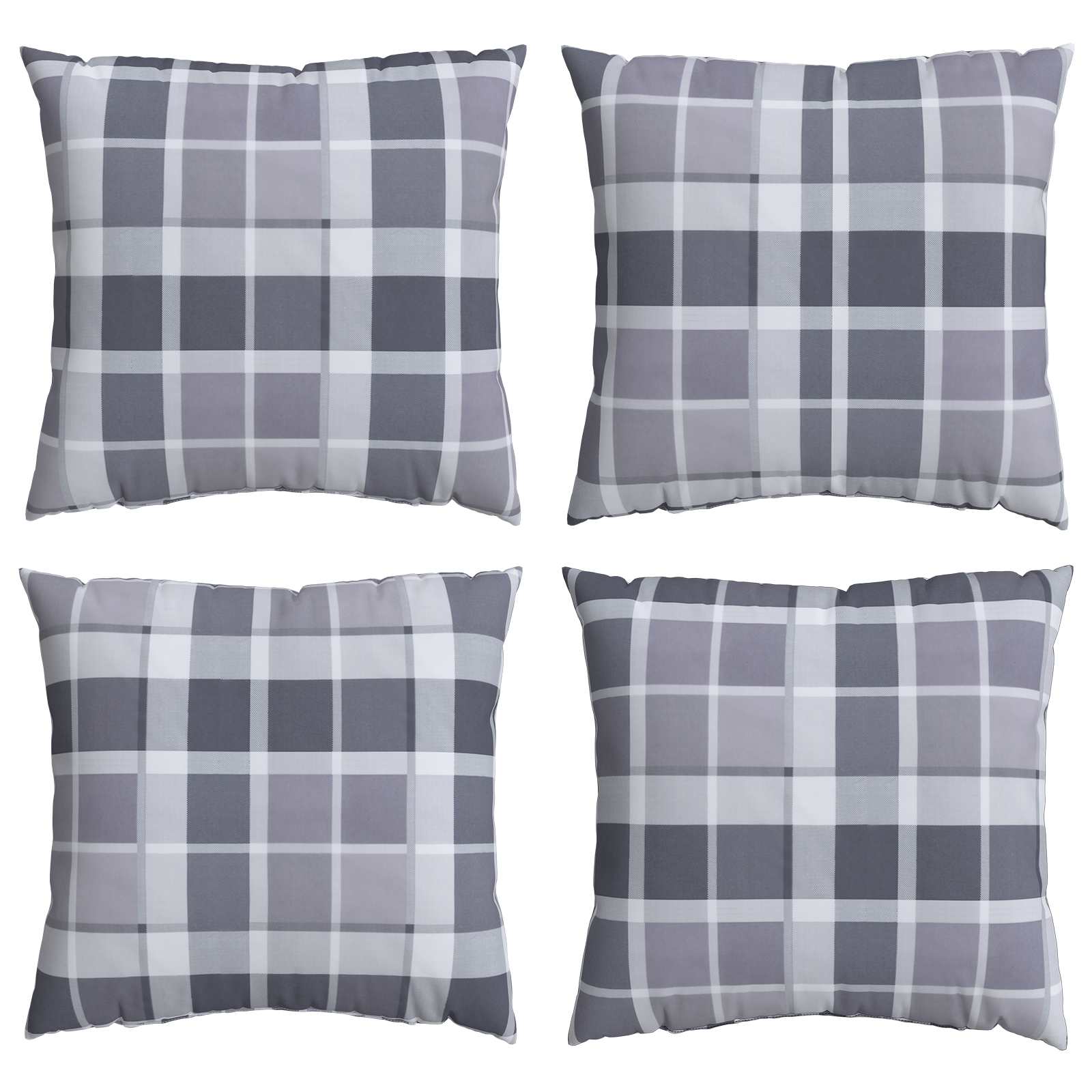 vidaXL Kissen für draußen Kariert 4 pcs Grau kariert 40 x 40 cm Stoff