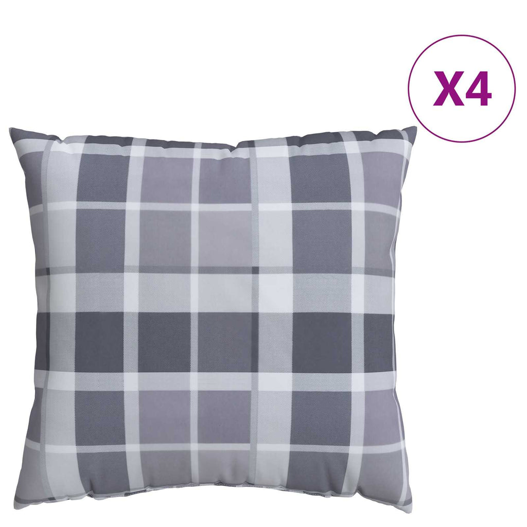 vidaXL Kissen für draußen Kariert 4 pcs Grau kariert 40 x 40 cm Stoff