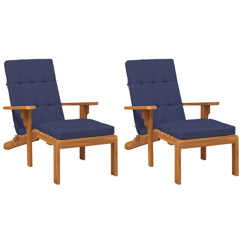 vidaXL Kissen für draußen 2 pcs Marineblau 180 x 55 x 7 cm Stoff