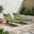 vidaXL Klappbare Sonnenliege mit Kissen 2 pcs Dunkelgrün