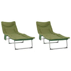 vidaXL Klappbare Sonnenliege mit Kissen 2 pcs Dunkelgrün