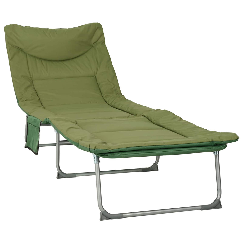 vidaXL Klappbare Sonnenliege mit Kissen 2 pcs Dunkelgrün