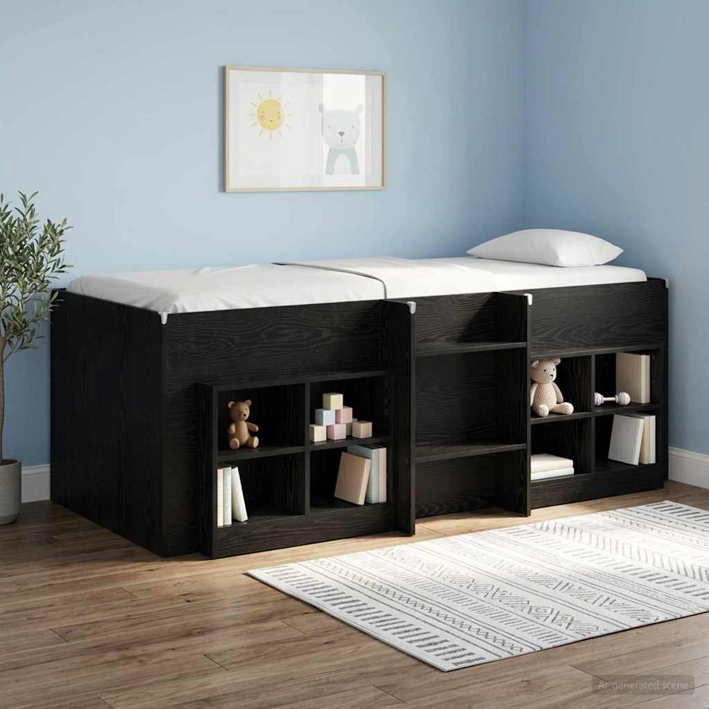 vidaXL Hochbett für Kinder 2 pcs Schwarze Eiche 203 x 101,1 x 68,5 cm