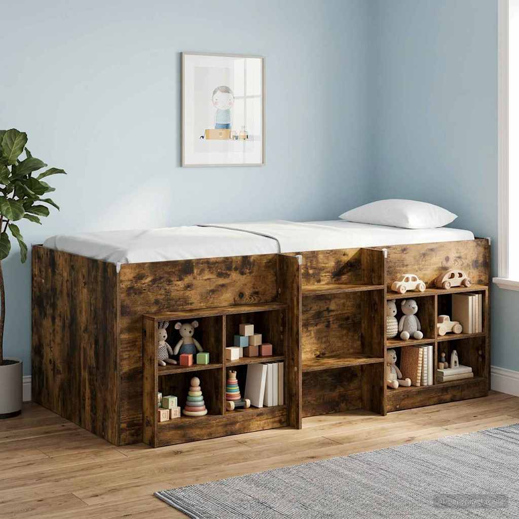 vidaXL Hochbett für Kinder 2 pcs Geräucherte Eiche Holzwerkstoff