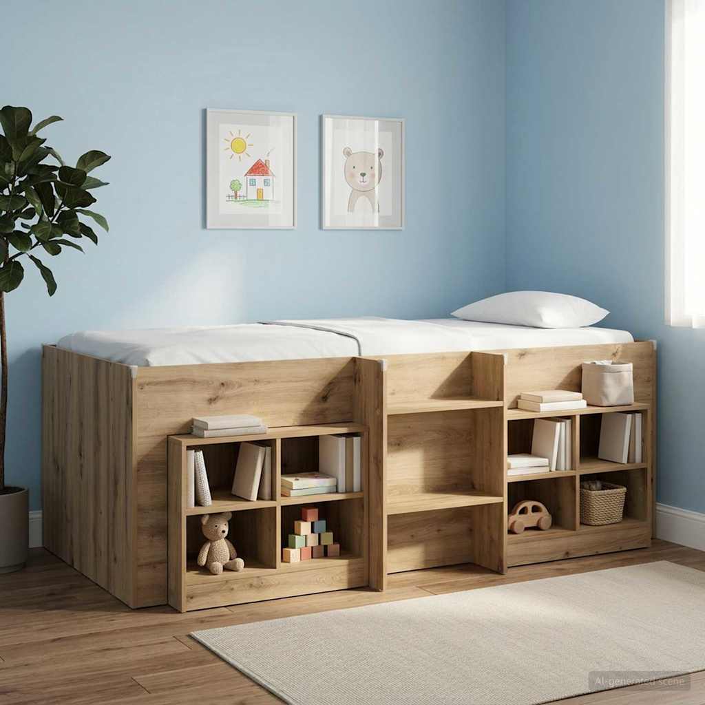 vidaXL Hochbett für Kinder 2 pcs Kunsthandwerk Eiche Holzwerkstoff