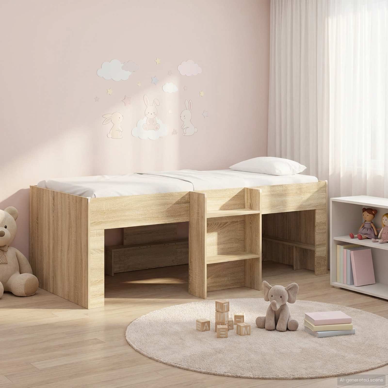 vidaXL Hochbett für Kinder 2 pcs Sonoma-Eiche 90 x 200 cm
