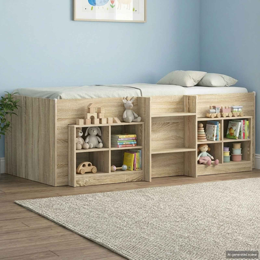 vidaXL Hochbett für Kinder 2 pcs Sonoma-Eiche 90 x 200 cm
