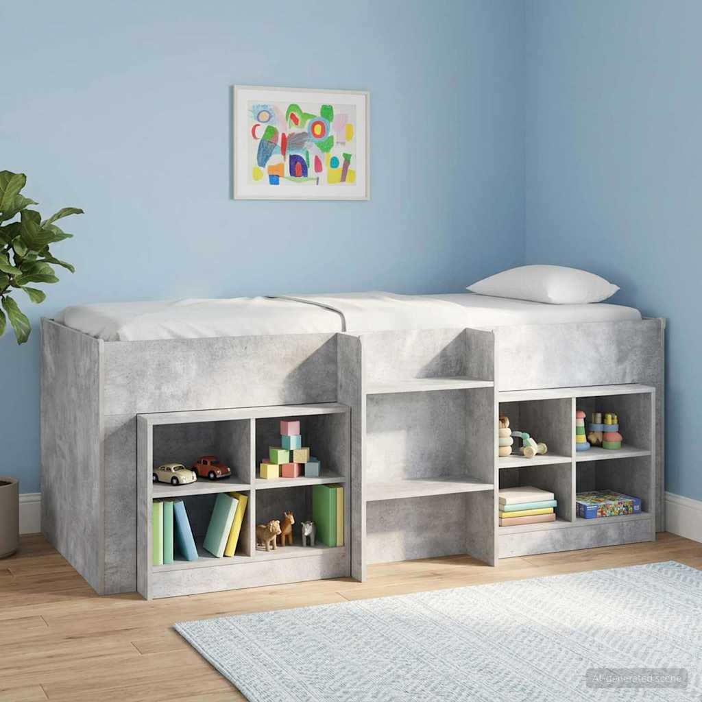 vidaXL Hochbett für Kinder 2 pcs Betongrau 90 x 200 cm Holzwerkstoff