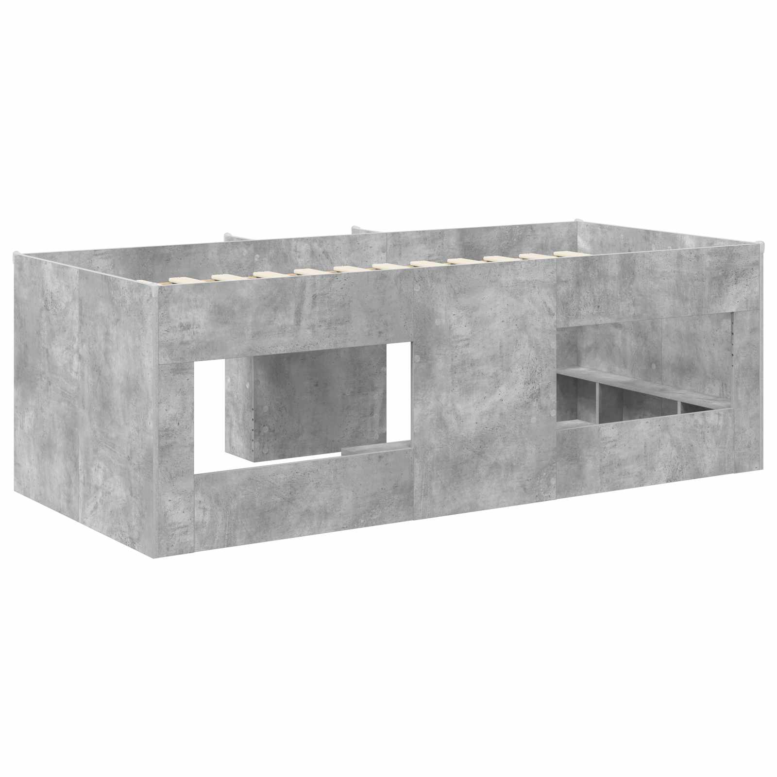 vidaXL Hochbett für Kinder 2 pcs Betongrau 90 x 200 cm Holzwerkstoff