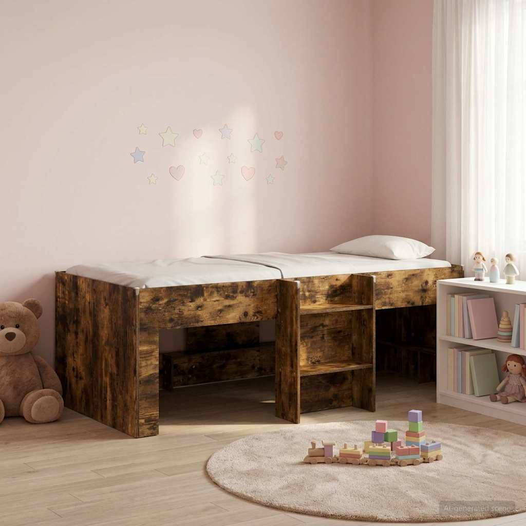 vidaXL Hochbett für Kinder 2 pcs Geräucherte Eiche 90 x 200 cm