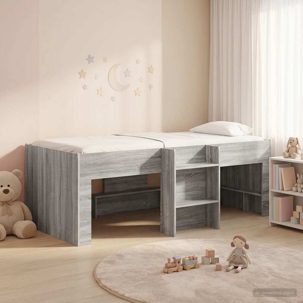 vidaXL Hochbett für Kinder 2 pcs Grau Sonoma 90 x 200 cm Holzwerkstoff