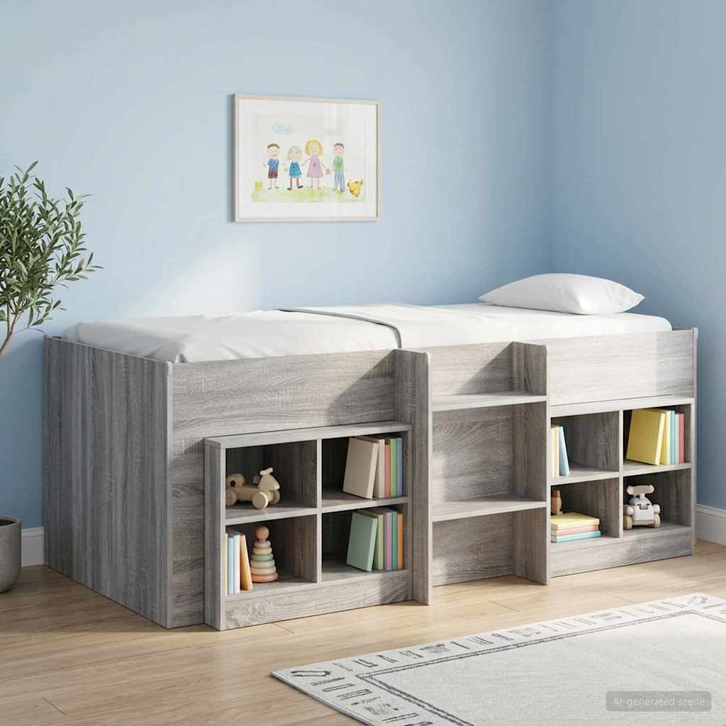 vidaXL Hochbett für Kinder 2 pcs Grau Sonoma 90 x 200 cm Holzwerkstoff