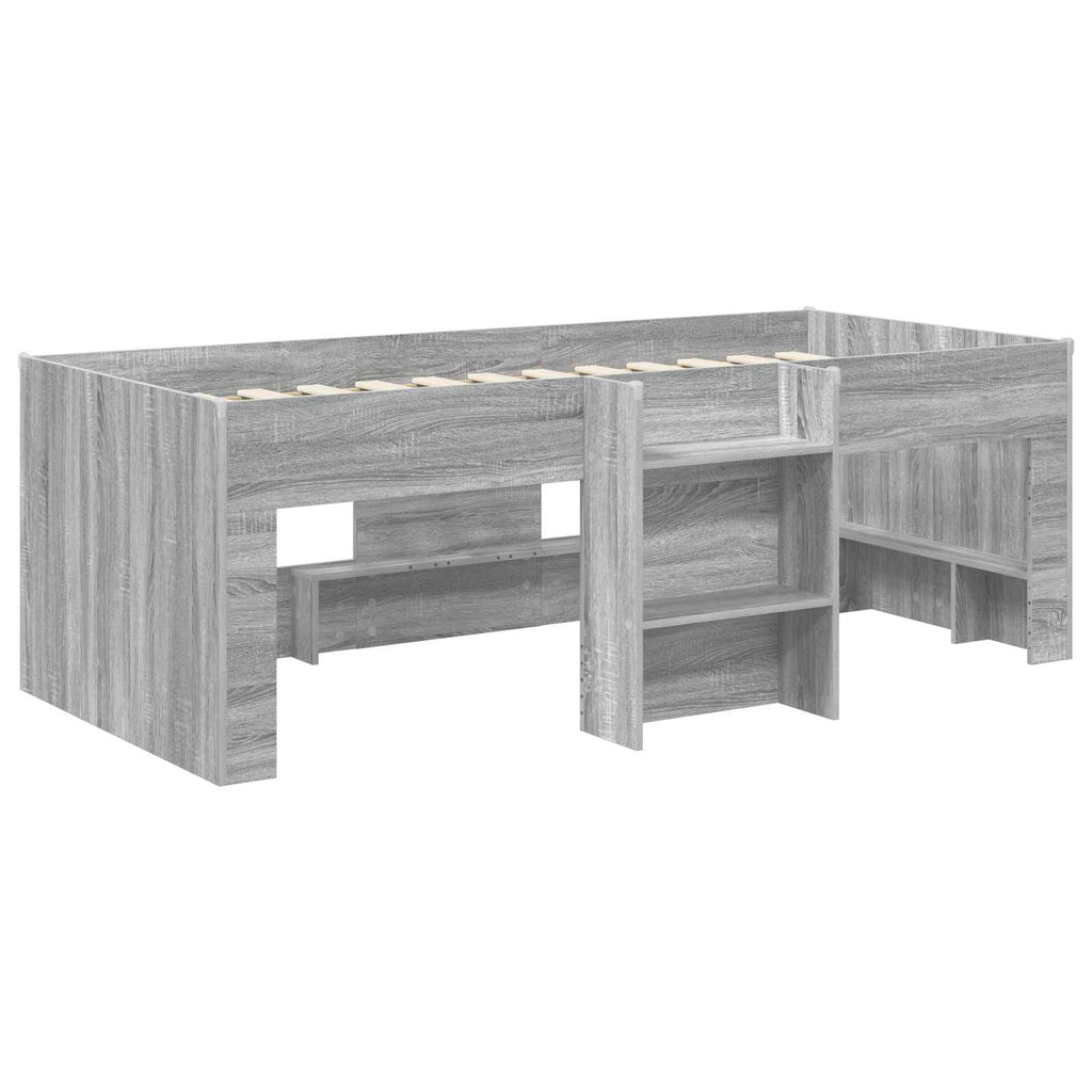 vidaXL Hochbett für Kinder 2 pcs Grau Sonoma 90 x 200 cm Holzwerkstoff